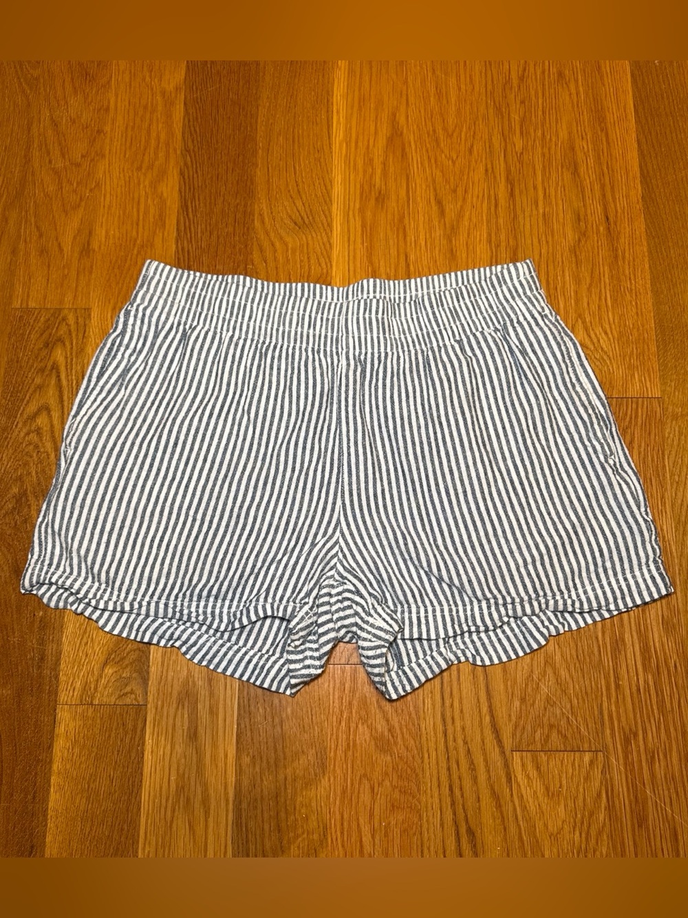 Old Navy Blue & White Striped High-Waist Shorts